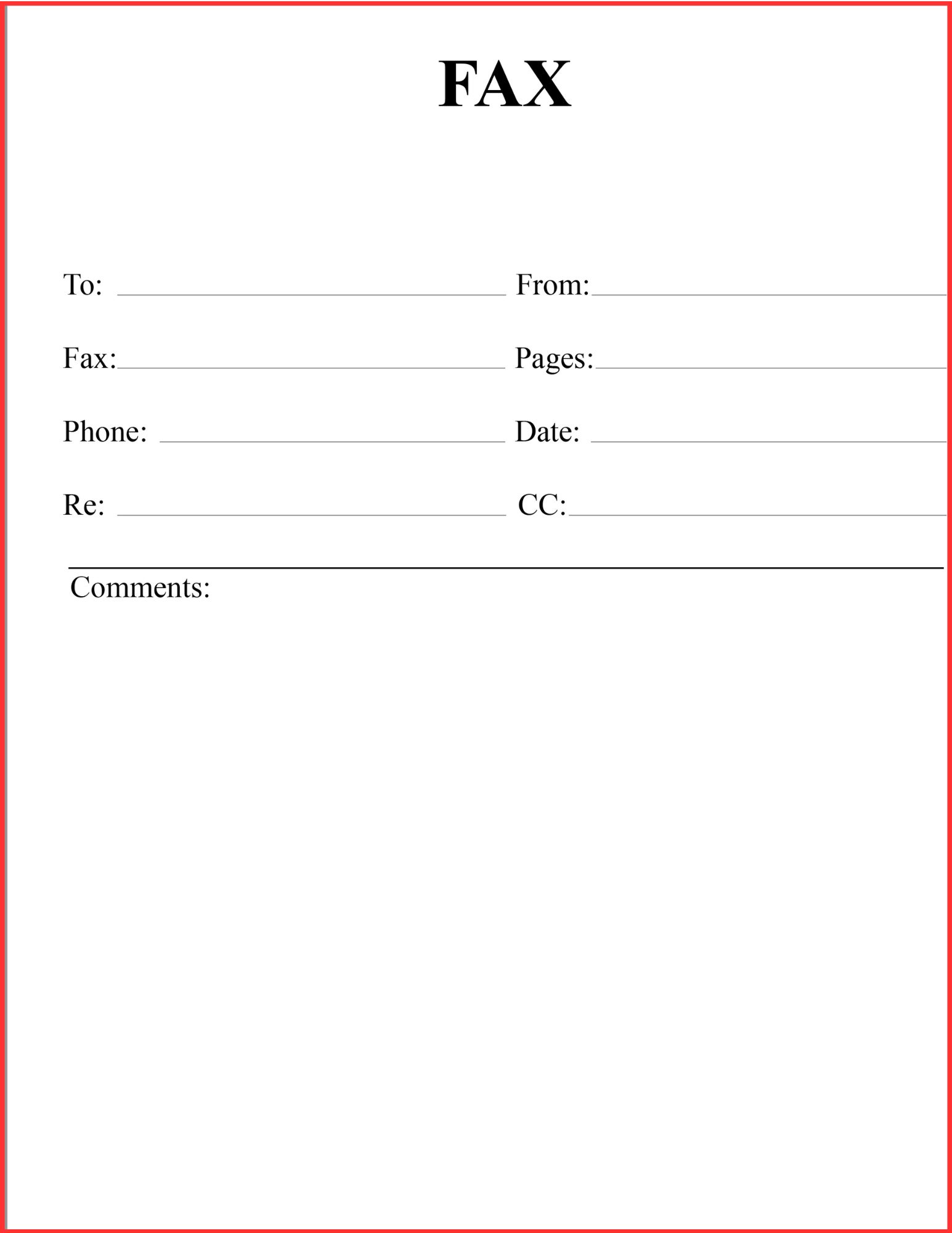 Fax Cover Sheet